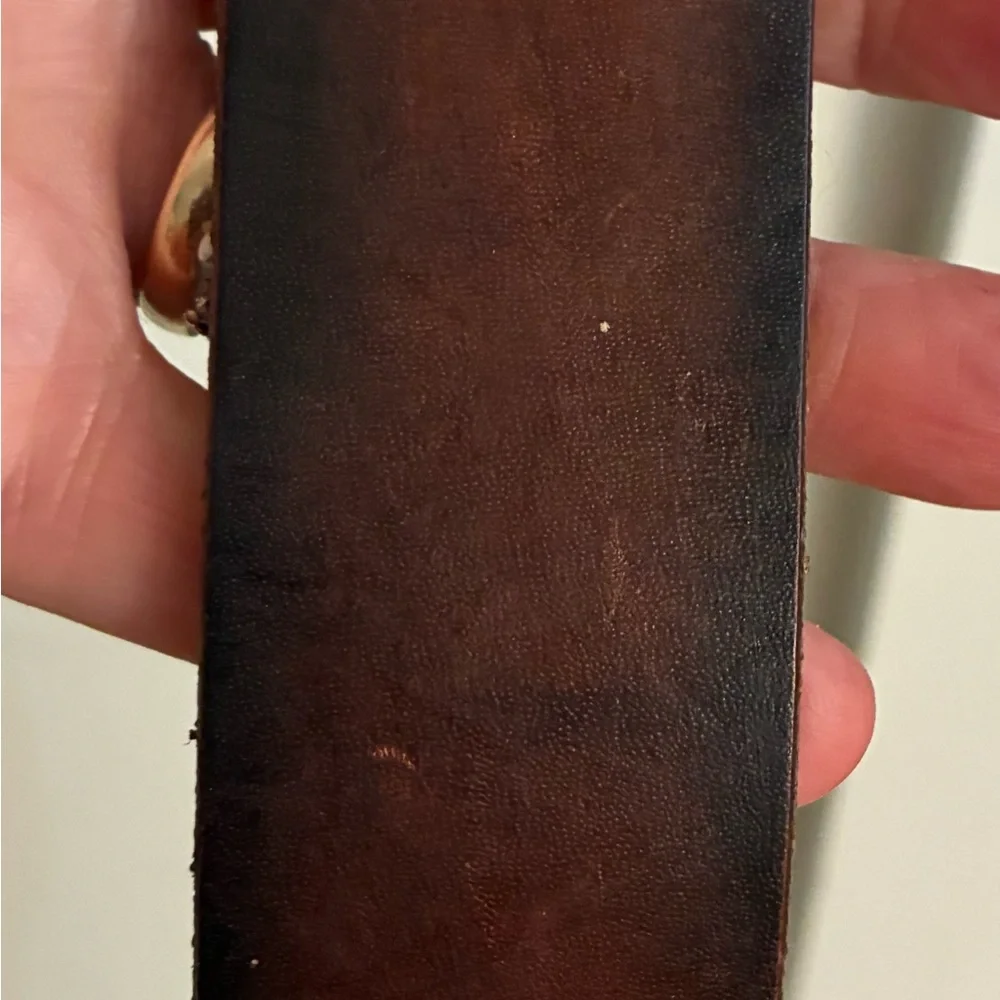 Ombré Brown Leather Men’s Double Ring Belt 40 – Made in USA 1.5” Wide groovy VTG